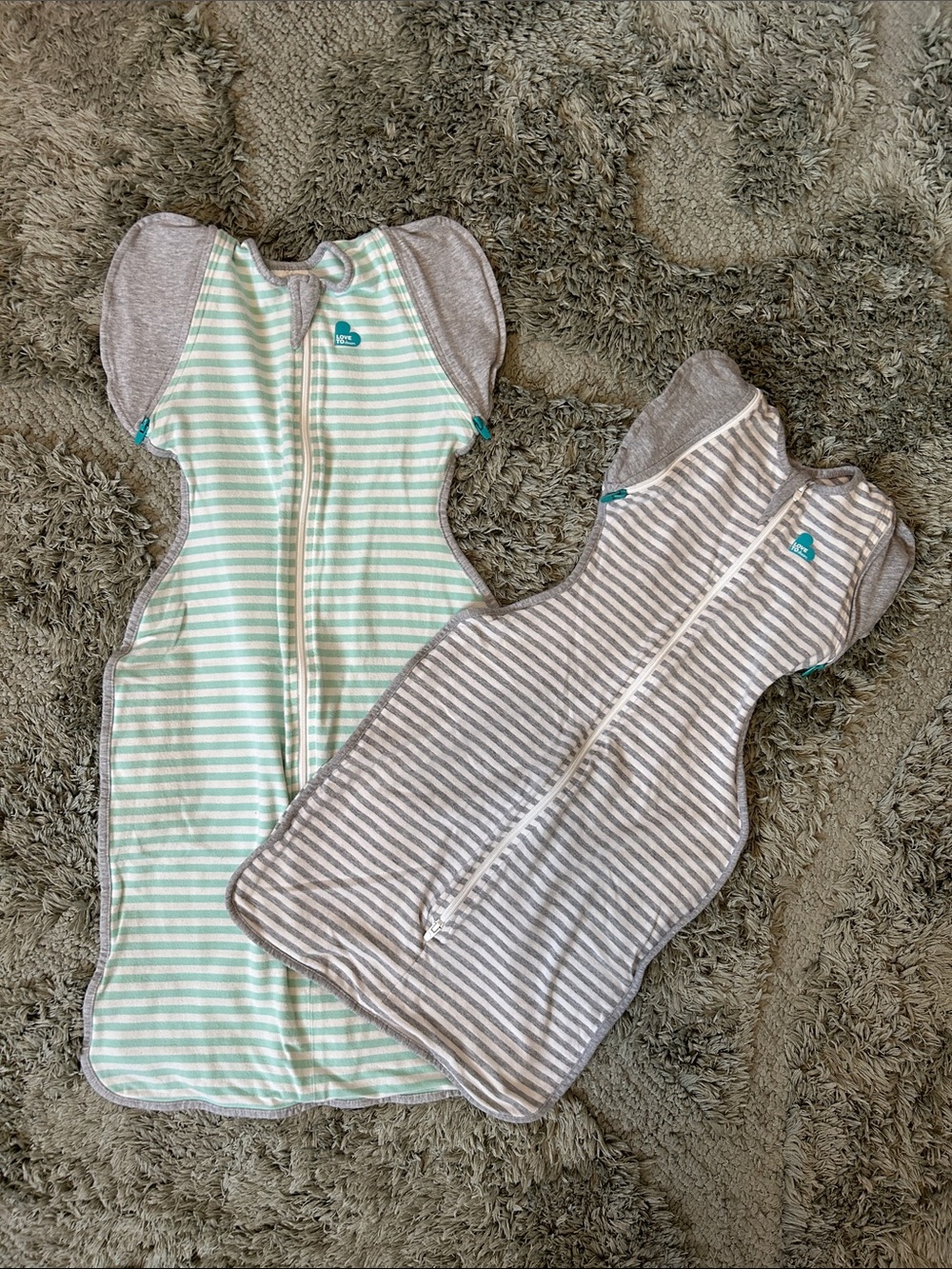 Love To Dream Swaddle Transitioner Sleep Sack - Mint Stripe and Gray Stripe